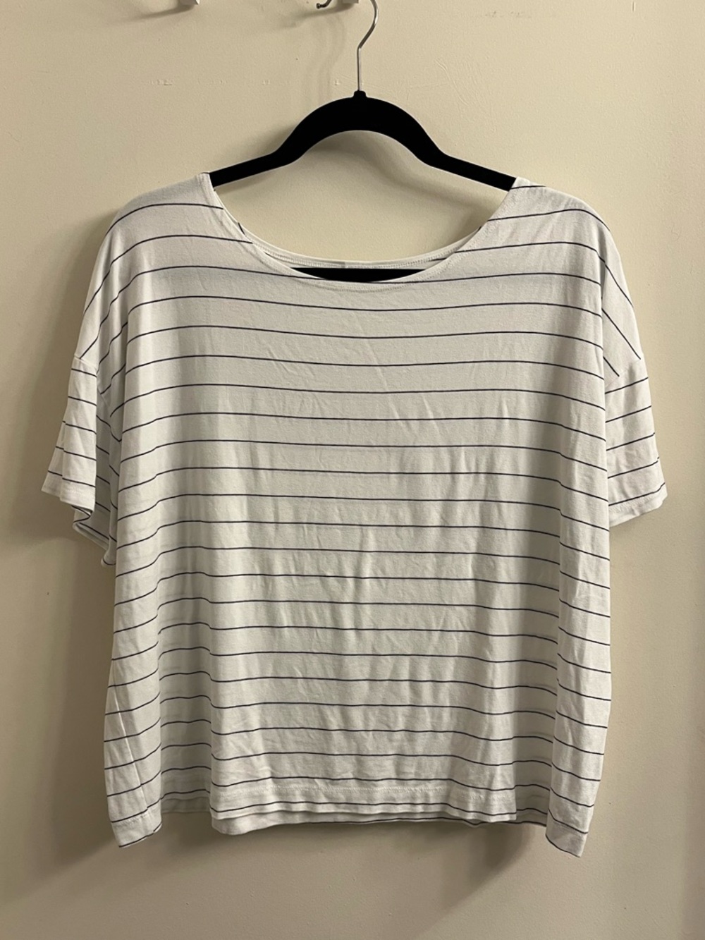 Only Hearts White Striped Short Sleeve Tee Large